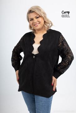 Picture of CURVY GIRL SUEDE LOOK JACKET WITH LACE